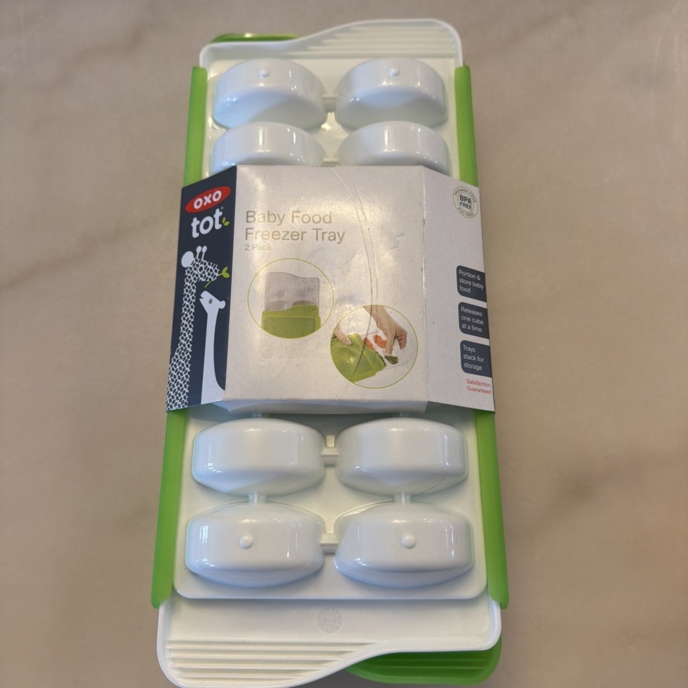NEW OXO Tot Baby Food Freezer Tray BPA & PVC Free  Green Ice Cube Tray 2 PACK